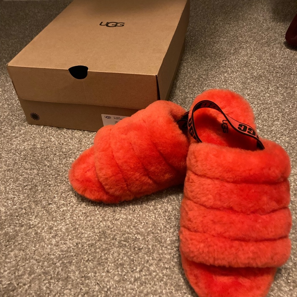 UGG Fluffy Orange Slippers